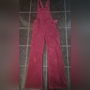 Forever 21 Coduroy Burgandy Bib Overalls L